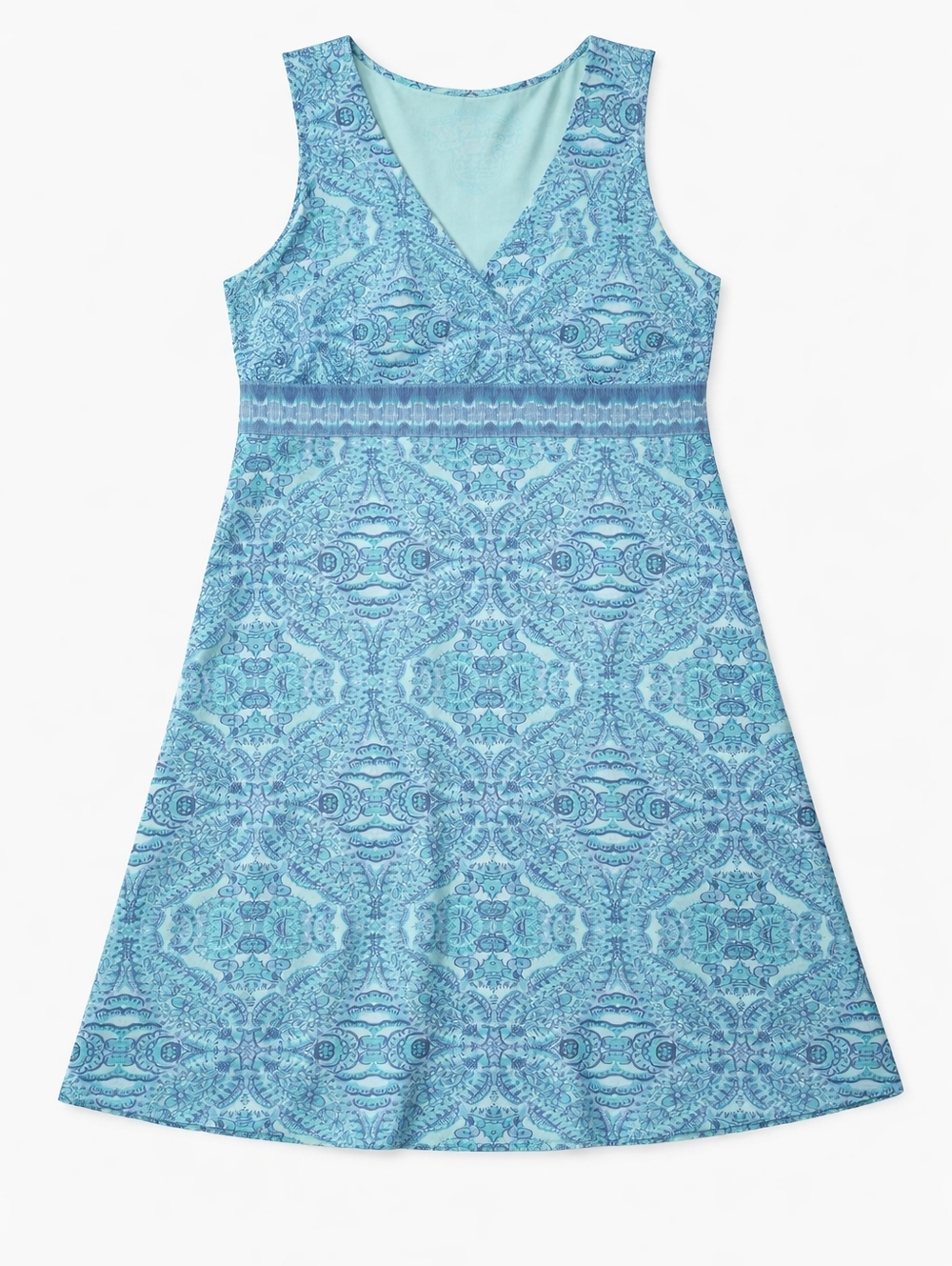 Life is Good Blue Green Paisley Sleeveless Dress Empire Waist Casual Summer 16